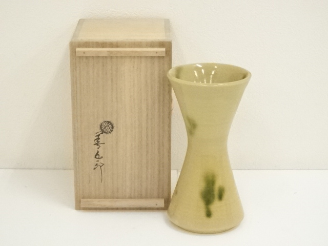 深川製 九谷焼 敏鳳作 花瓶 花器 花入れ 共箱付き